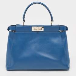 مملوكة مسبقًا Fendi Blue Leather Medium Peekaboo Top Handle Bag