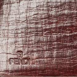 Pre Owned Fendi Brown/Beige Zucchino Fabric and Leather FF French Wallet