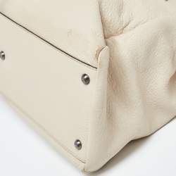 Fendi Beige Leather Large Peekaboo Top Handle Bag