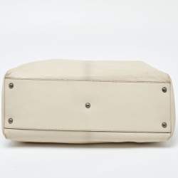 Fendi Beige Leather Large Peekaboo Top Handle Bag