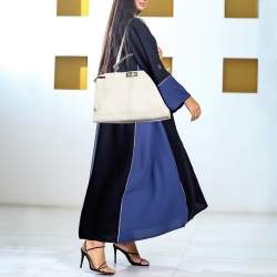 Fendi Beige Leather Large Peekaboo Top Handle Bag