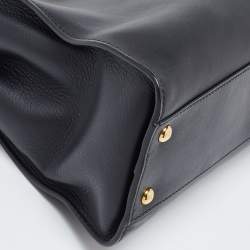 Fendi Black Leather Regular Peekaboo Top Handle Bag