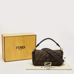 Fendi Tobacco Zucca Jacquard Canvas Medium Baguette Bag