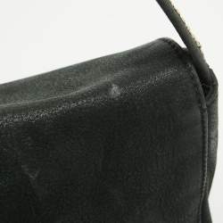 مملوكة مسبقًا Fendi Black Nubuck Shimmer Leather FF Flap Bag