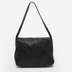 مملوكة مسبقًا Fendi Black Nubuck Shimmer Leather FF Flap Bag