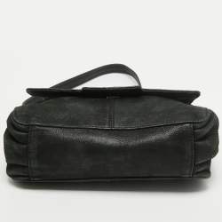 مملوكة مسبقًا Fendi Black Nubuck Shimmer Leather FF Flap Bag