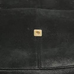 مملوكة مسبقًا Fendi Black Nubuck Shimmer Leather FF Flap Bag