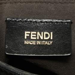 مملوكة مسبقًا Fendi Black Nubuck Shimmer Leather FF Flap Bag