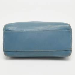 Pre Owned Fendi Light Blue Leather Mini Peekaboo Top Handle Bag
