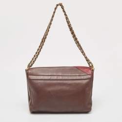 Pre Owned Fendi Burgundy/Multicolor Leather Large Claudia Shoulder Bag