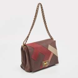 Pre Owned Fendi Burgundy/Multicolor Leather Large Claudia Shoulder Bag