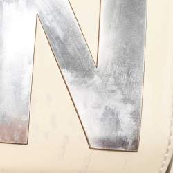 Pre Owned Fendi Cream/Silver Patent Leather Crossword Clutch
