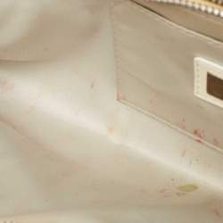 Pre Owned Fendi Cream/Silver Patent Leather Crossword Clutch