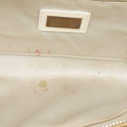 Pre Owned Fendi Cream/Silver Patent Leather Crossword Clutch