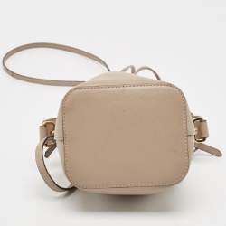 Pre Owned Fendi Beige Leather Mini Mon Tresor Drawstring Bucket Bag