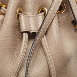 Pre Owned Fendi Beige Leather Mini Mon Tresor Drawstring Bucket Bag