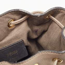 Pre Owned Fendi Beige Leather Mini Mon Tresor Drawstring Bucket Bag