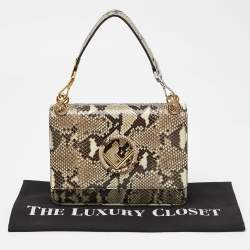 Fendi Brown/Beige Python Kan I F Logo Top Handle Bag