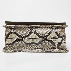 Fendi Brown/Beige Python Kan I F Logo Top Handle Bag