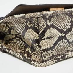 Fendi Brown/Beige Python Kan I F Logo Top Handle Bag
