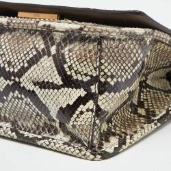 Fendi Brown/Beige Python Kan I F Logo Top Handle Bag