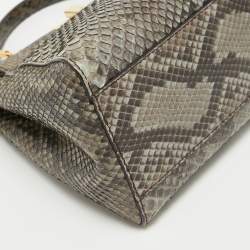 Pre Owned Fendi Black/Pale Green Python Mini Peekaboo Top Handle Bag