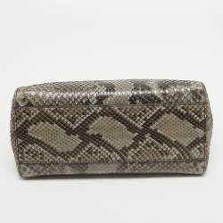 Pre Owned Fendi Black/Pale Green Python Mini Peekaboo Top Handle Bag