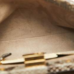 Pre Owned Fendi Black/Pale Green Python Mini Peekaboo Top Handle Bag