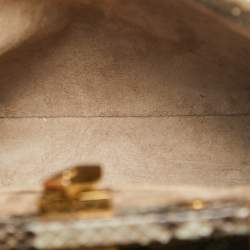 Pre Owned Fendi Black/Pale Green Python Mini Peekaboo Top Handle Bag