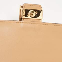 Fendi Beige Zucca Embossed Leather Baguette Wallet on Chain
