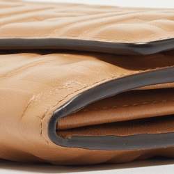 Fendi Beige Zucca Embossed Leather Baguette Wallet on Chain