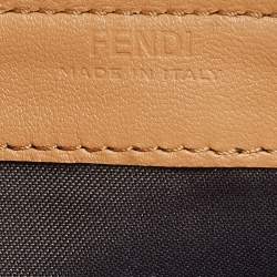 Fendi Beige Zucca Embossed Leather Baguette Wallet on Chain