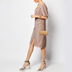 Fendi Beige Zucca Embossed Leather Baguette Wallet on Chain