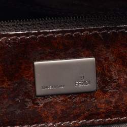 مملوكة مسبقًا Fendi Tobacco Zucca Canvas and Patent Leather To You Convertible Clutch Bag