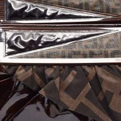 مملوكة مسبقًا Fendi Tobacco Zucca Canvas and Patent Leather To You Convertible Clutch Bag