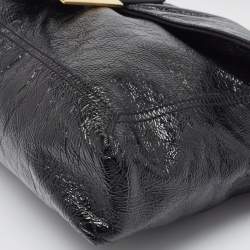 Fendi Black Patent Leather Large Convertible Baguette Bag