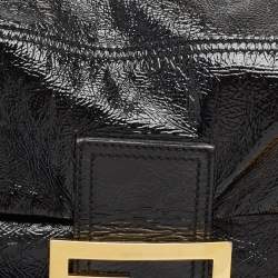 Fendi Black Patent Leather Large Convertible Baguette Bag