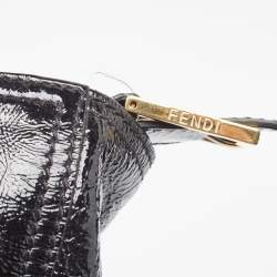 Fendi Black Patent Leather Large Convertible Baguette Bag