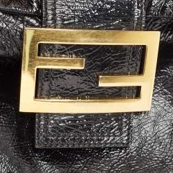Fendi Black Patent Leather Large Convertible Baguette Bag