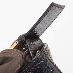 Fendi Black Patent Leather Large Convertible Baguette Bag