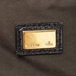 Fendi Black Patent Leather Large Convertible Baguette Bag