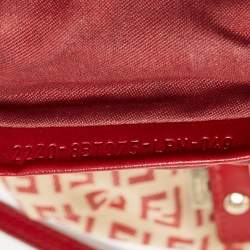 Fendi Red/Beige Zucchino Fabric and Leather Flap Messenger Bag