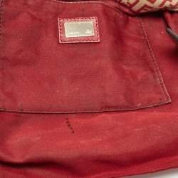 Fendi Red/Beige Zucchino Fabric and Leather Flap Messenger Bag