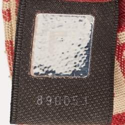 Fendi Red/Beige Zucchino Fabric and Leather Flap Messenger Bag