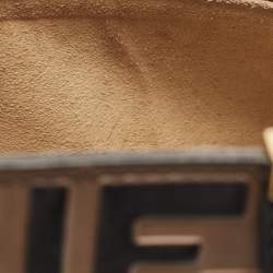 Pre Owned Fendi Black/Brown Zucca Embossed Leather Small Kan U Shoulder Bag