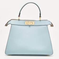Fendi Multicolor Leather and Suede Medium Girl Inlay Peekaboo ISeeU Top Handle Bag