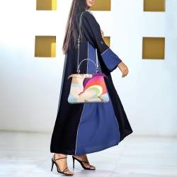 Fendi Multicolor Leather and Suede Medium Girl Inlay Peekaboo ISeeU Top Handle Bag