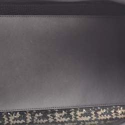 Pre Owned Fendi Black/Natural FF Raffia and Leather Large Runaway Shopper Tote