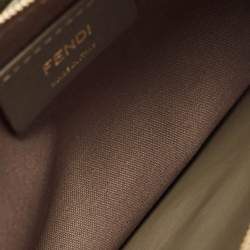 Pre Owned محفظة بسلسلة فندي جلد أخضر زيتوني مزينة شعار الماركة حرف أف