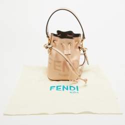 Pre Owned Fendi Peach Leather Mini Mon Tresor Drawstring Bucket Bag